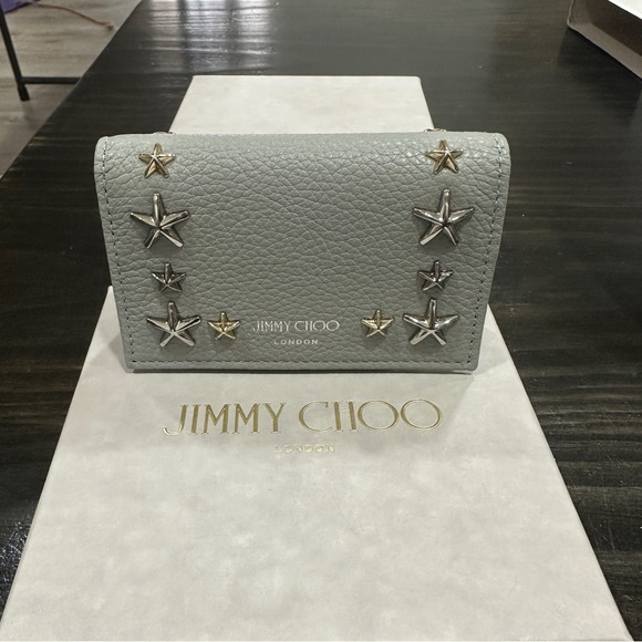Jimmy Choo Handbags - Jimmy Choo Star Studded Leather Grey Wallet Card Case